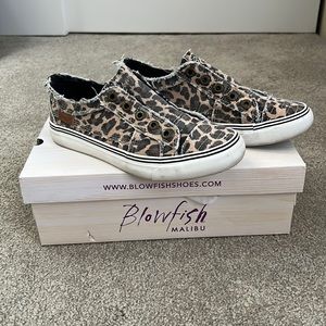 Womens Sneakers “”Blowfish” Leopard print, slip in, no shoe strings.